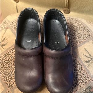 Dansko  Brown Leather Clogs , 38 Wide